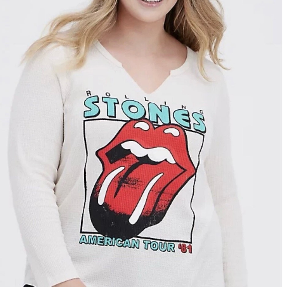 Size 2XL torrid The Rolling Stones 1981 tour waffle long sleeve shirt white